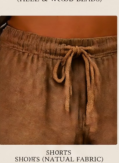Kaimana natural fabric shorts detail.