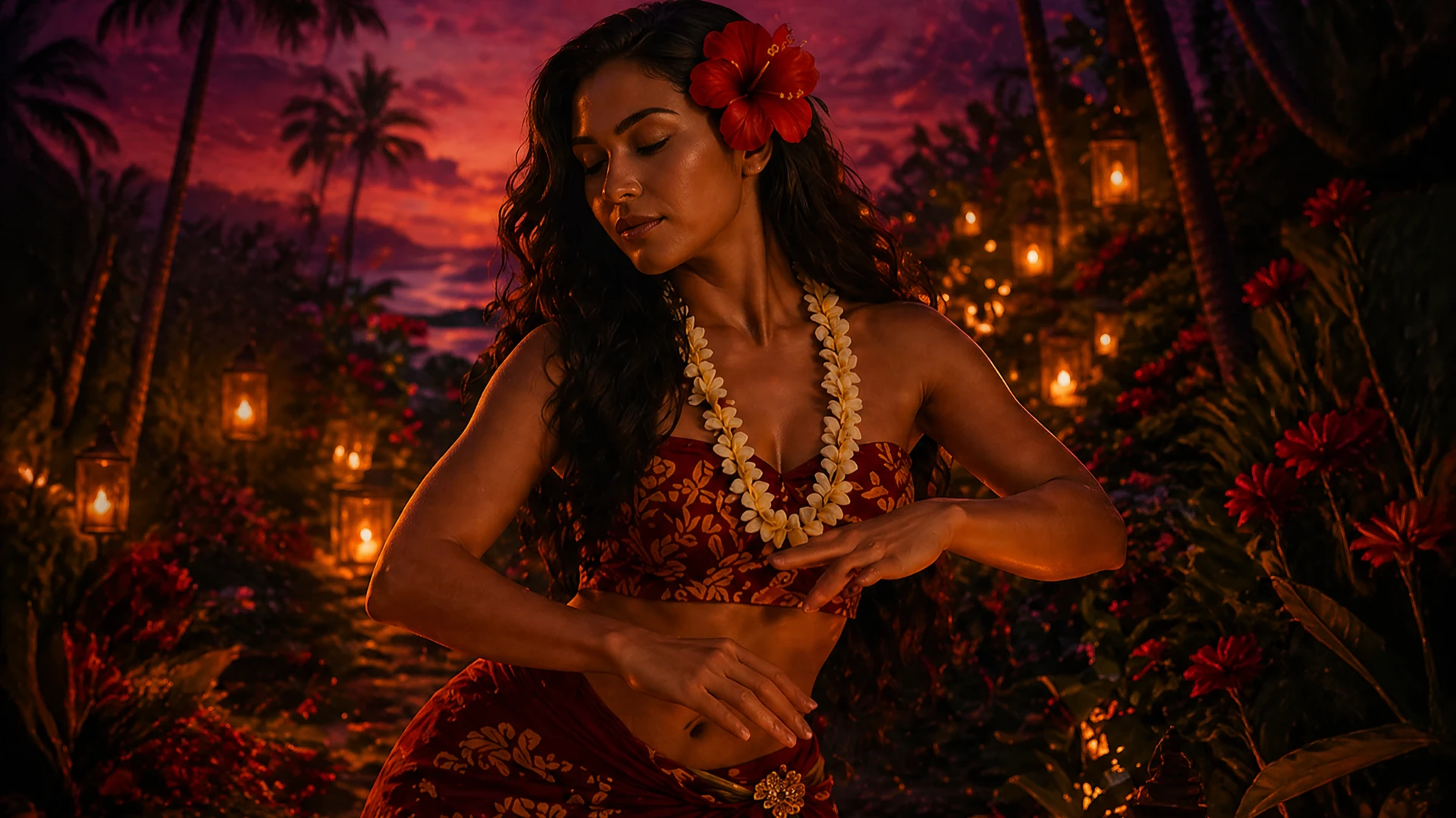 Lehua shown in hula pose.