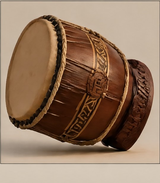 Side detail of Makua Nui's drum.