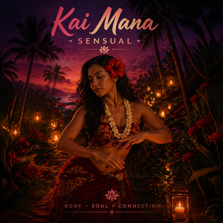 Sensual album cover for Kai Mana's warm romantic Hawaiian fusion album