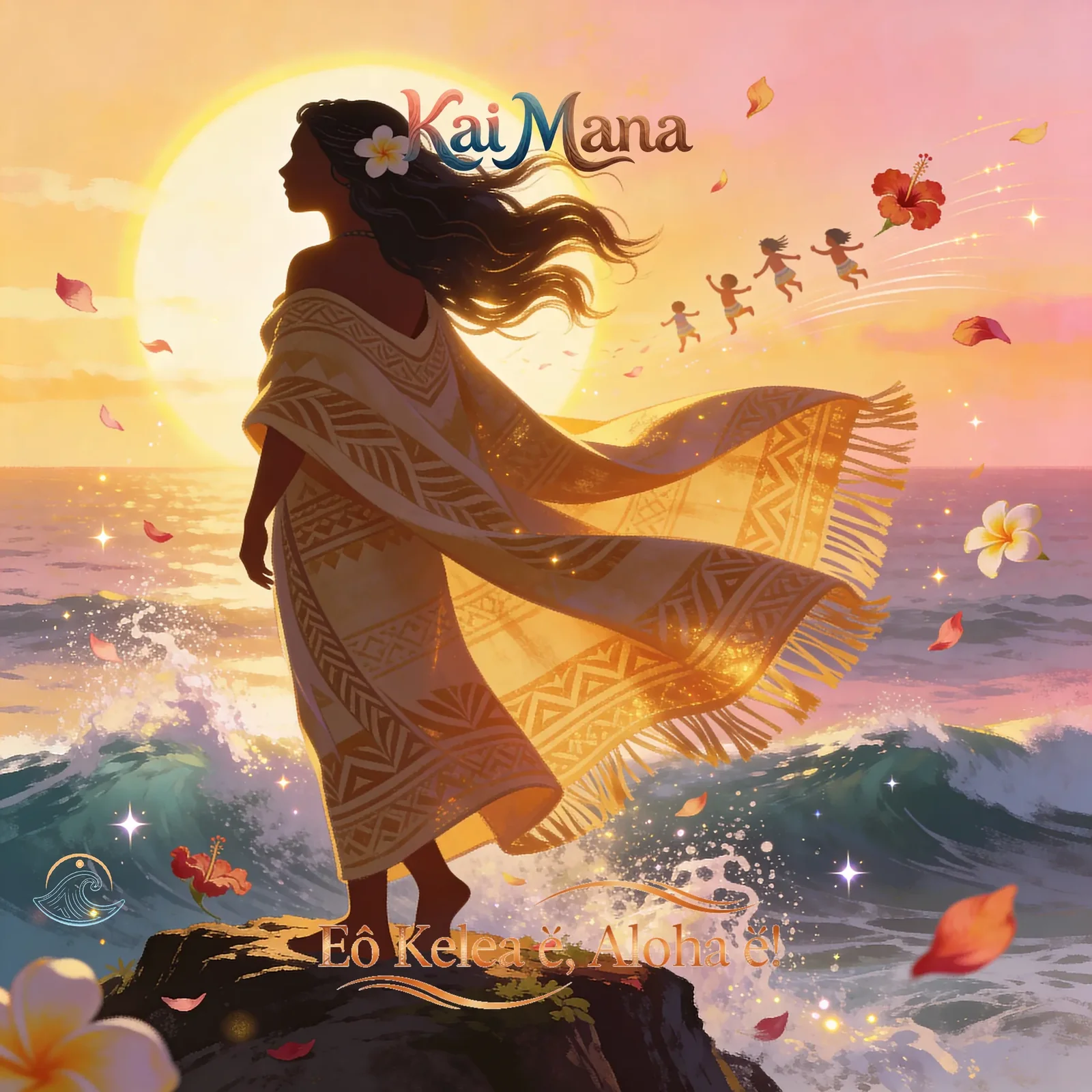 Eō Kelea ē, aloha ē artwork by Kai Mana, reflecting flowing, melodic  Maui music themes