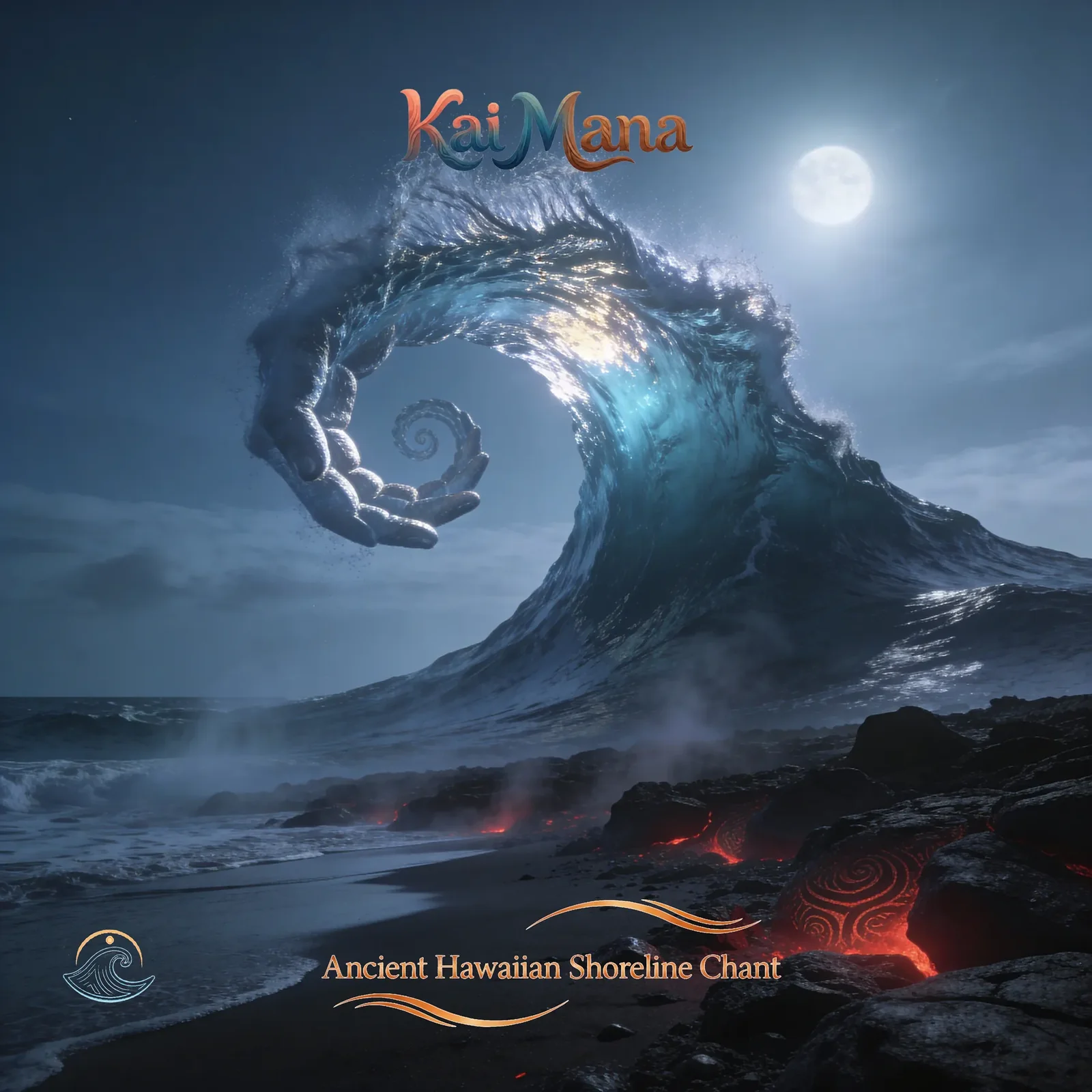 Ancient Hawaiian Shoreline Chant artwork by Kai Mana, reflecting atmospheric, eternal  Maui music themes