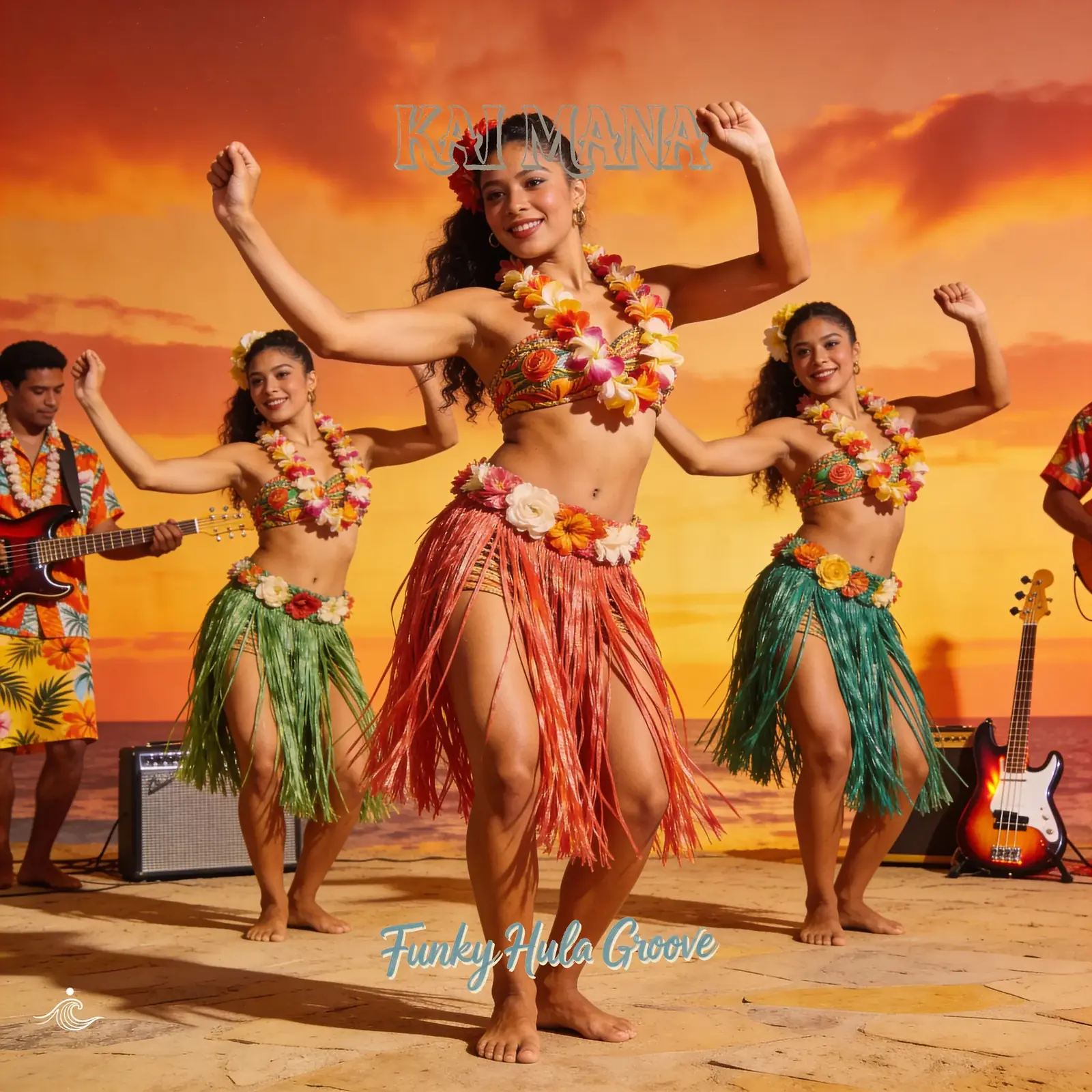 Funky Hula Groove artwork by Kai Mana, reflecting modern, groovy  Maui music themes