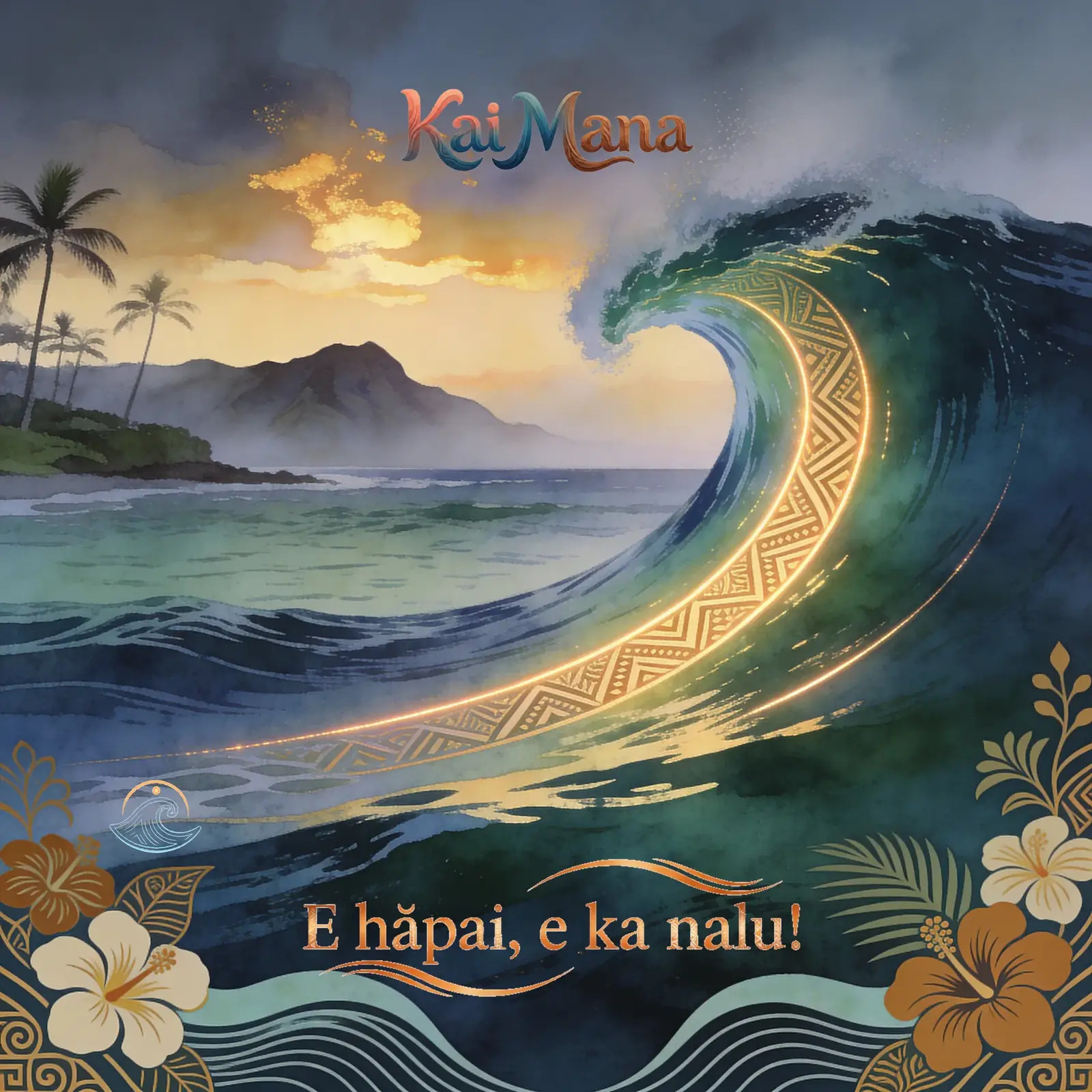 E hāpai, e ka nalu! artwork by Kai Mana, reflecting powerful, high-energy  Maui music themes