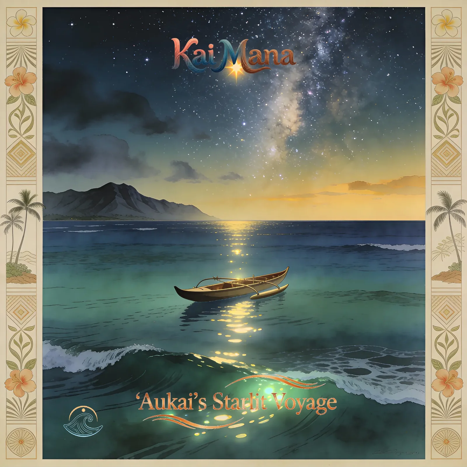 ʻAukai's Starlit Voyage artwork by Kai Mana, reflecting adventurous, mystical  Maui music themes