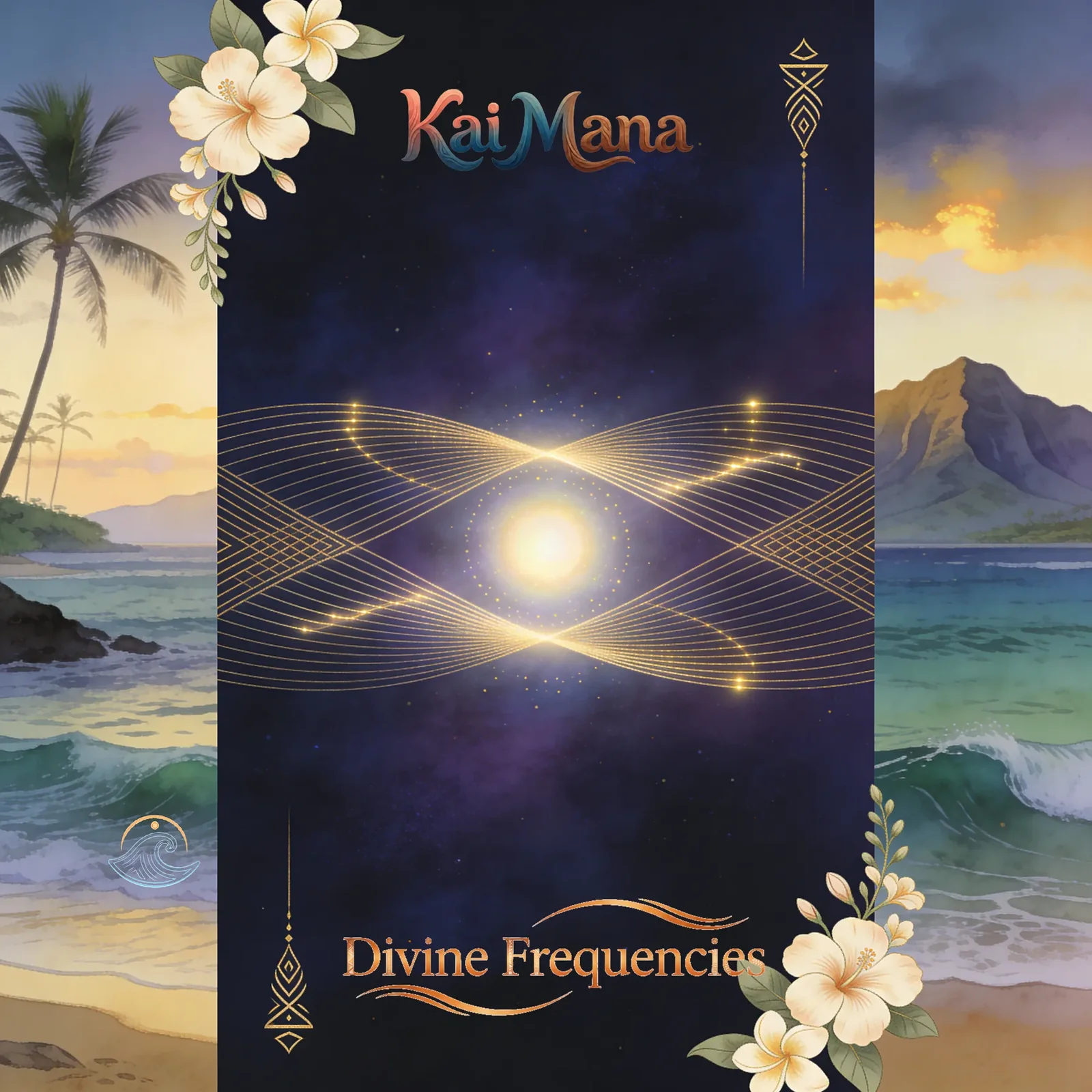 Divine Frequencies artwork by Kai Mana, reflecting ethereal, transcendent  Maui music themes