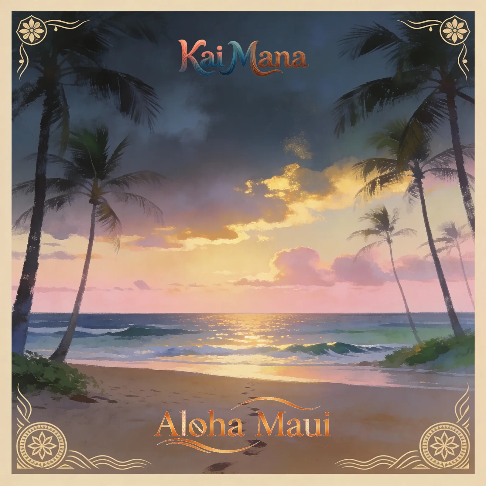 Aloha Maui artwork by Kai Mana, reflecting joyful, romantic  Maui music themes