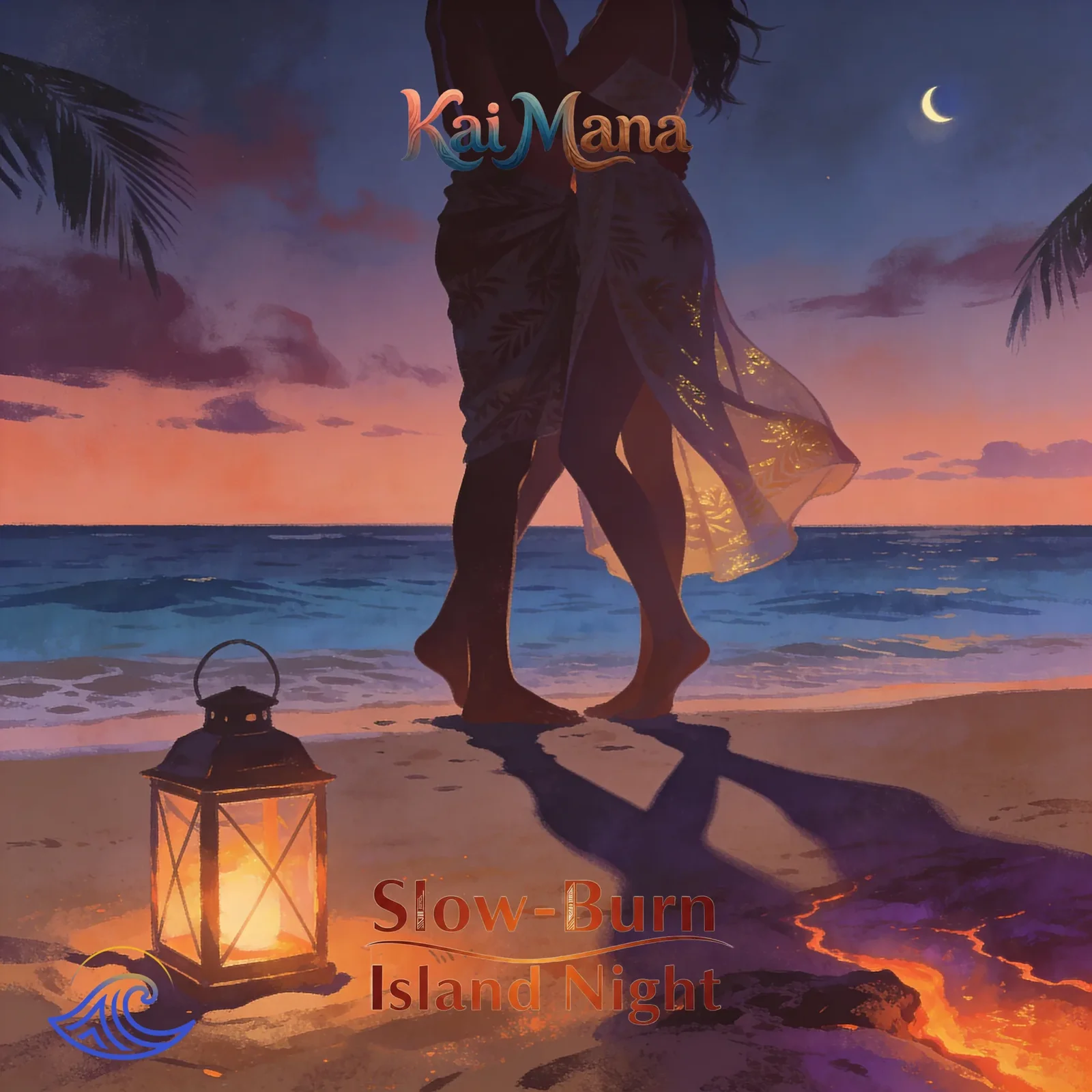 Slow Burn Island Night artwork by Kai Mana, reflecting romantic, lingering island soul Maui music themes
