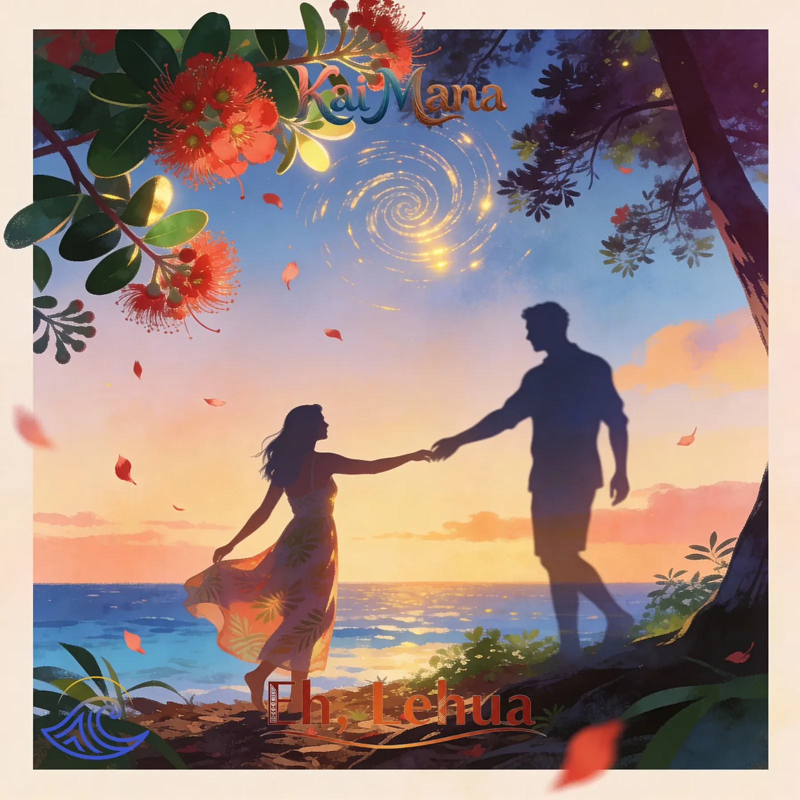 Eh, Lehua artwork by Kai Mana, reflecting playful, passionate jawaiian funk, pop Maui music themes